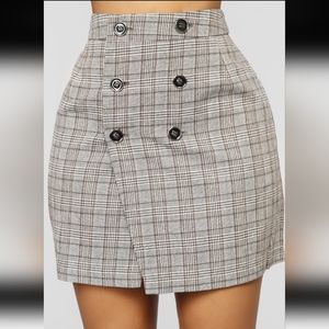 Favlux High Waist Button Front Plaid Skirt